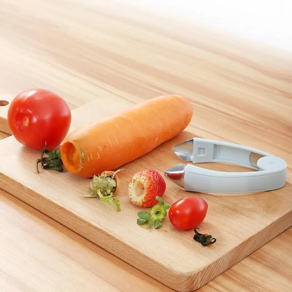 Stainless Steel Tomato Stem Strawberry Leaf Remover Pineapple Seed Cutter Fruit Shelling Tweezer Kitchen Machine Slicer Gadget — image 6