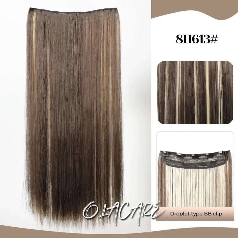 Synthetic Wig 5 Clip One Piece Invisible Hair Extensions Long Straight 24Inch Heat Resistant Hairpiece for Women — image 14