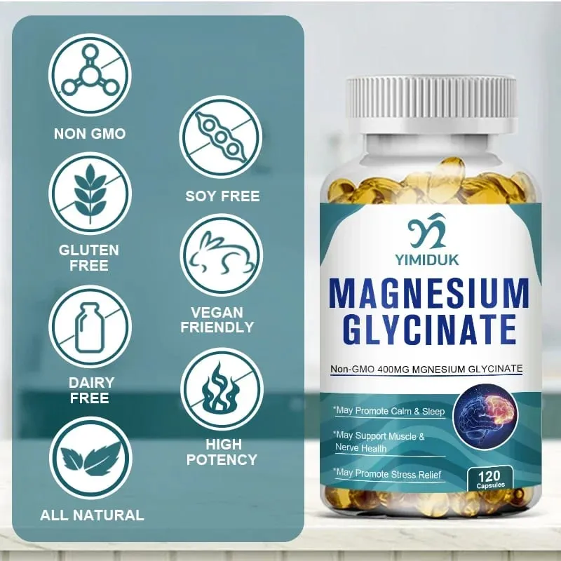 Yimiduk Pure Magnesium Glycinate Supplement na may Vitamin B6 para sa Panlaban sa Fatigue Cramps at Heart Health Binabawasan ang Anxiety Vegan