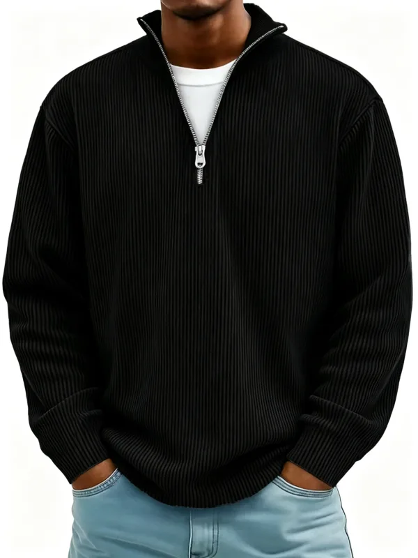 Men's Autumn Winter Stand-Collar Zip-Up Sweatshirt Loose Long Sleeve Casual Daily Outdoor Fashion Trendy Men's Outerwear — image 1