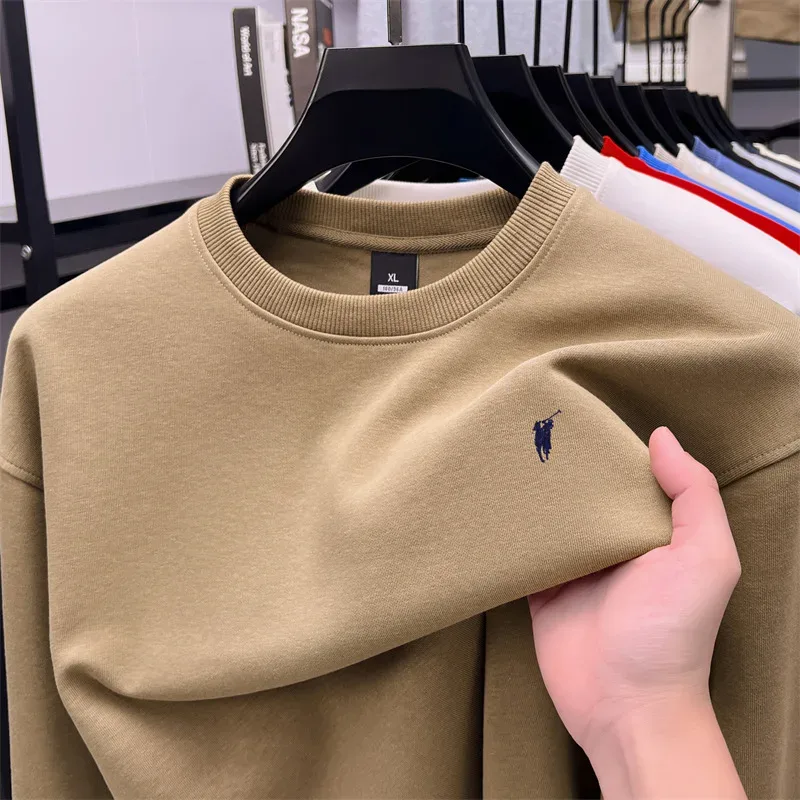 2026 Men's Crewneck Casual Long-sleeve Printed Leisure T-shirt Solid-color Multi-functional Leisure T-shirt