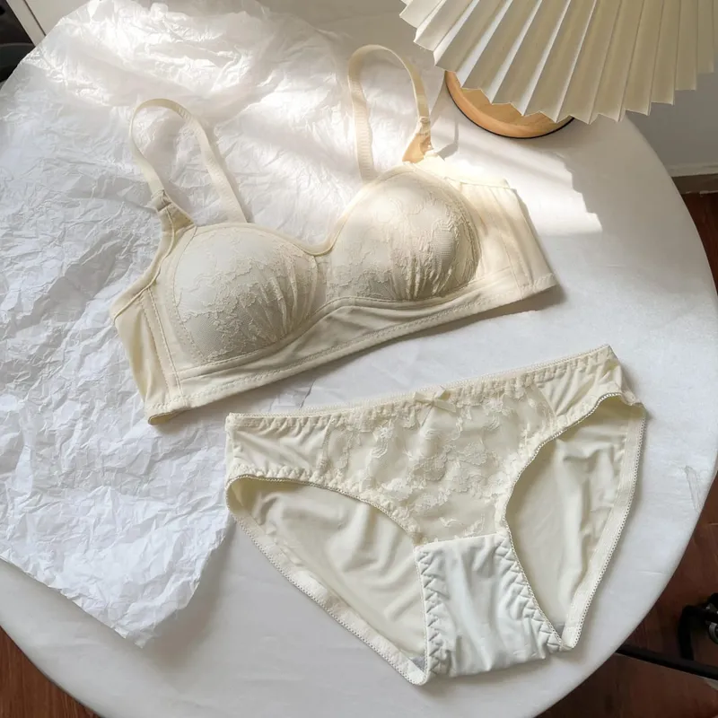 Sexy Push Up Lace Bralette Small Bust Wirefree Comfort Summer Ultra Thin Adjustable Straps Anti-Sagging Lingerie Set S-XL Bra — image 12