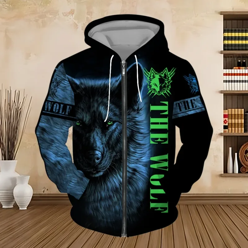 Spring and Autumn Men's Hoodie Sweatshirt 3D Digital Print Tiger Series Zip up Hoodies Fashion Personalized Sweatshirt for Men — image 8