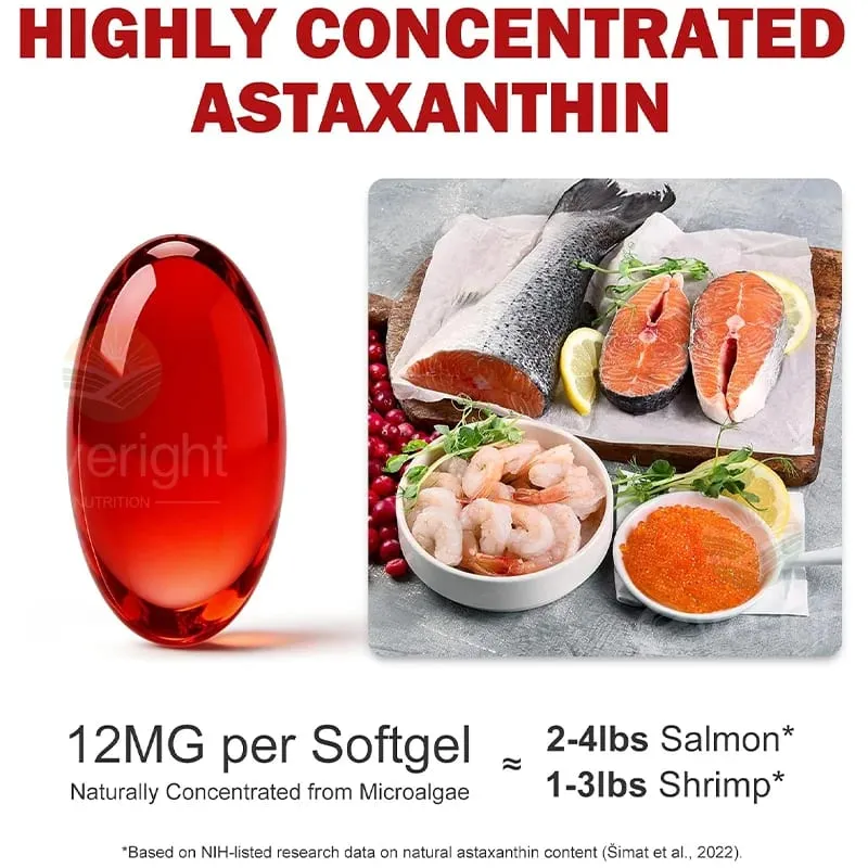 Liposomal Astaxanthin Supplements na may Lycopene CoQ10 Lutein Vitamin B6 E Zinc Antioxidants para sa Malusog na Balat na Pagtanda ng Mata — image 3