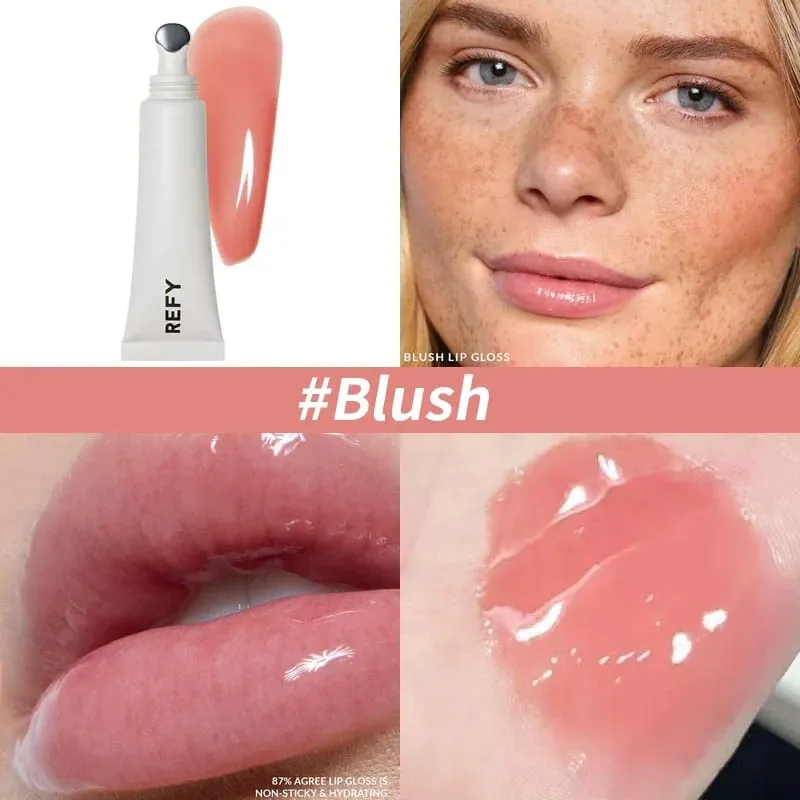 Glos Bibir Pelembap Lutsinar dengan Asid Hyaluronik Nonstick Melicinkan Bibir Melembapkan Mekap Penjagaan Bibir Jelas Berkhasiat