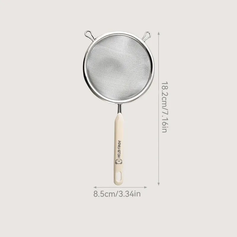 Durable 304 Stainless Steel Residue Filter With Plastic Handle Fine Mesh Strainer Flour Sieve Oil Skimmer Spoon Kitchen Utensils