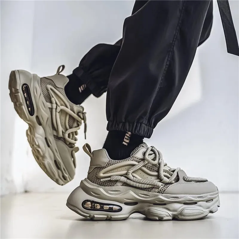Men's Chunky Casual Sneakers Four Seasons Breathable Lightweight Outdoor Running Shoes Fashion Youth Soft-Sole Speed Sports Shoe