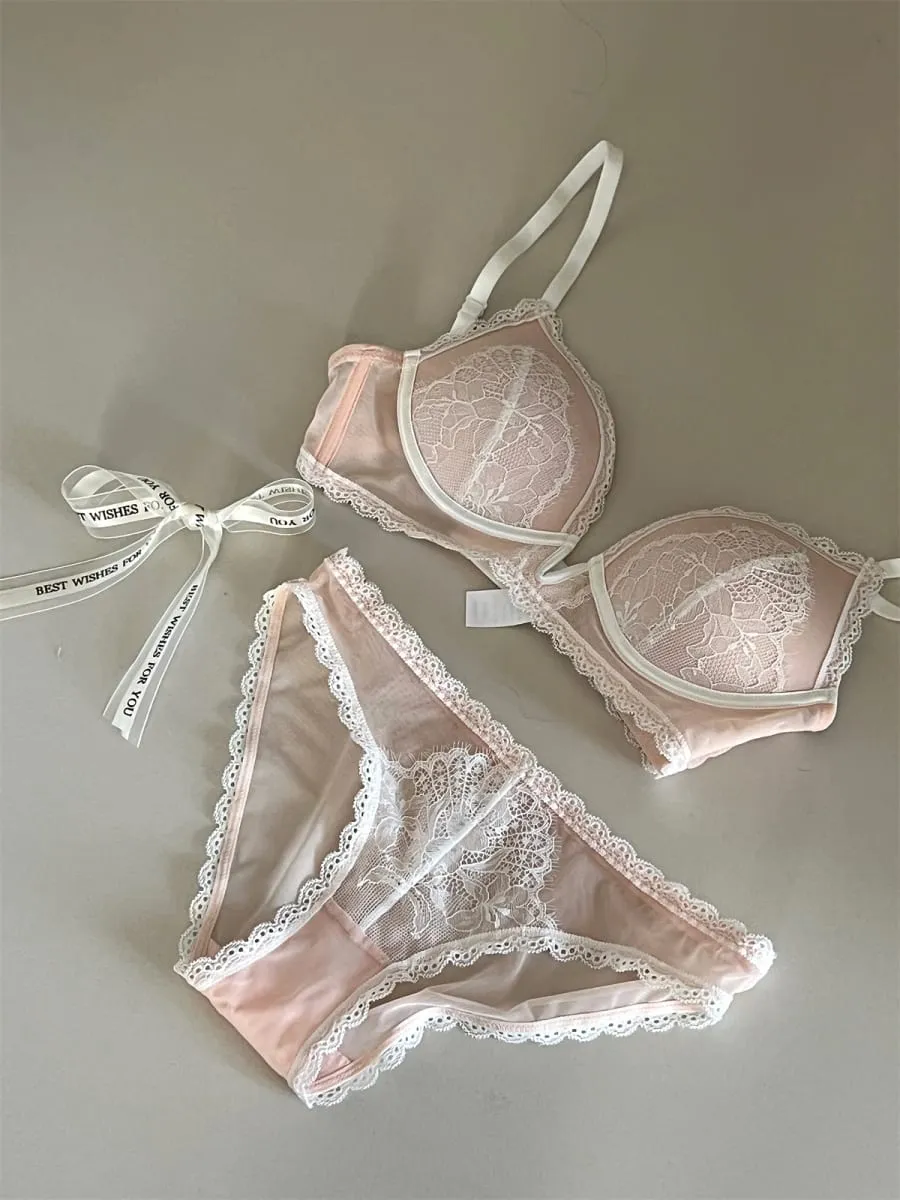 Niche sexy deep v bra gathering anti-sagging cover vice breast corner underwear sets sexy embroidery lace underwire lingerie