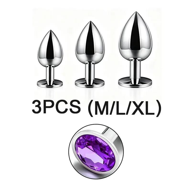 Metal Anal Plug 5 Size Butt Plug Butt Toy Adult Game Masturbator Anal XS/S/M/L/XL Diamond Sex Toy for Adult Products