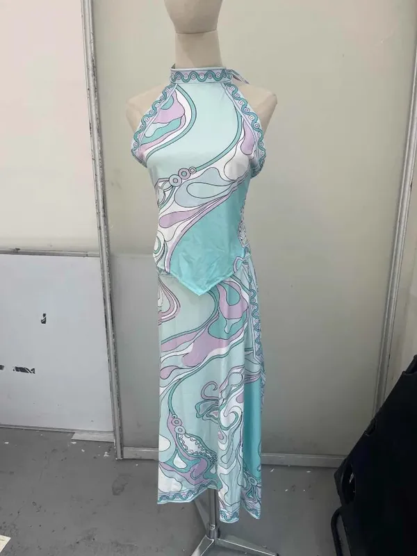 Lady Sexy Printed Halter Dress Sleeveless Off-shoulder Backless Loose Irregular Chic Robe 2026 Women Vacation Street Vestidos — image 8