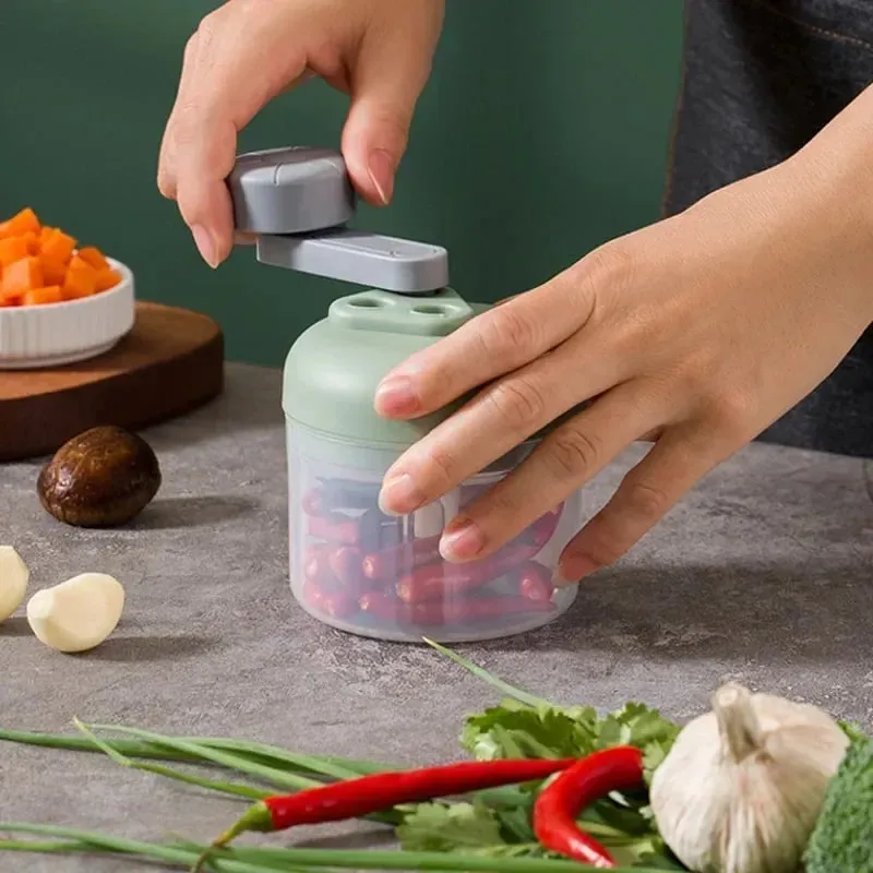 Multifunktionel grøntsagshakker Lille foodprocessor Manuel hånddrevet madhakker Hakkerværktøj Hvidløg Køkkengadgets