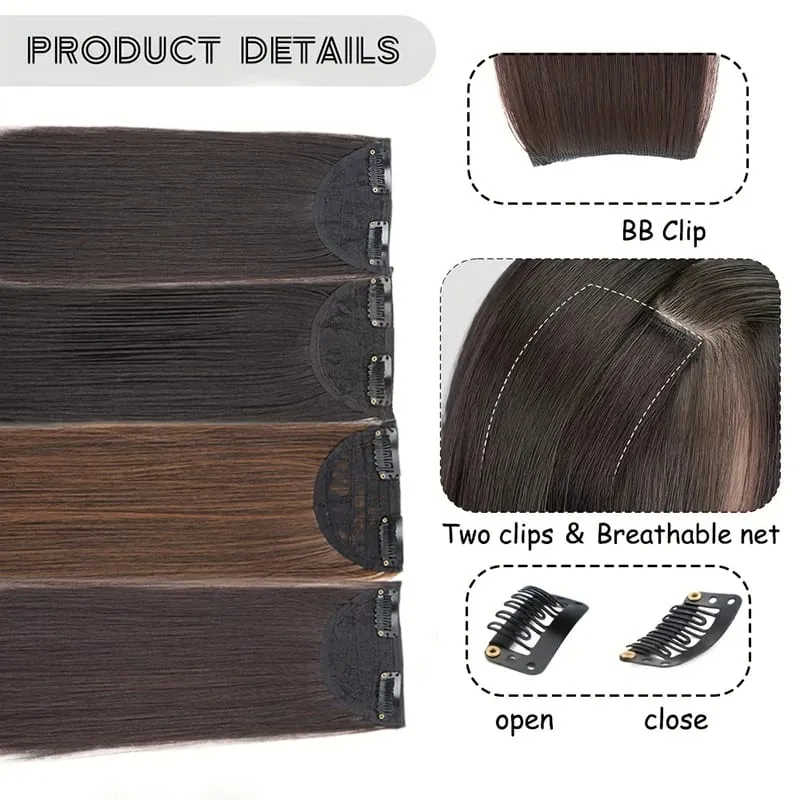 2pcs Synthetic Overhead Hair Clip Style Hair Invisible Extension Increases Hair Volume Hair The Top of Hairpiece for Women