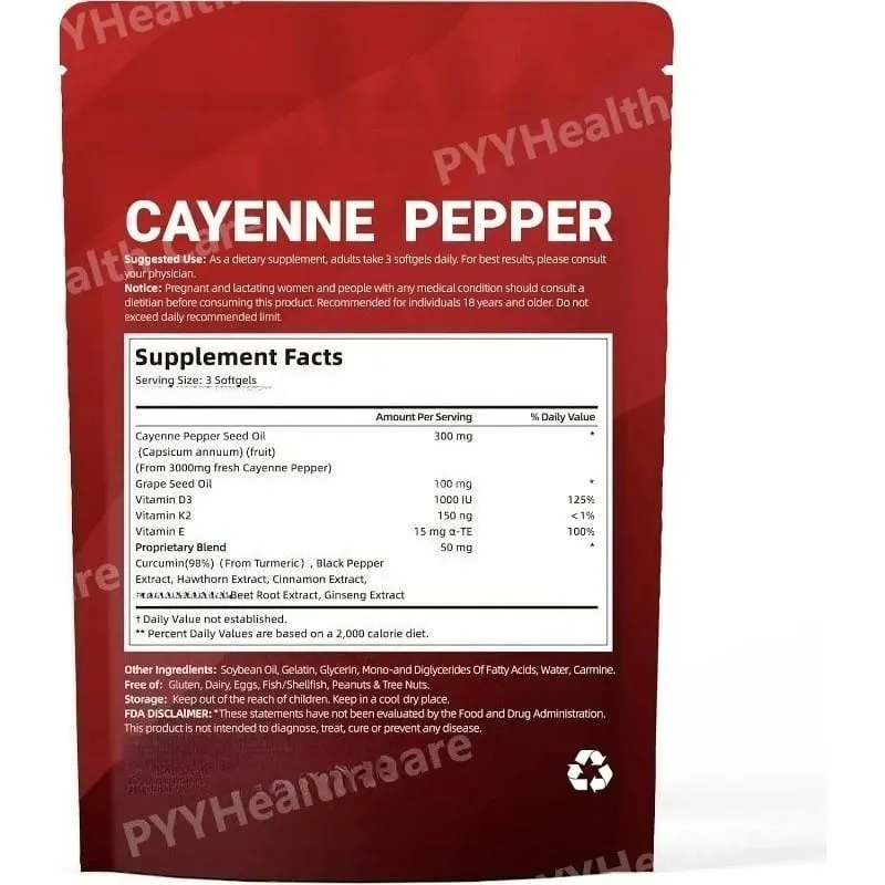 Kapsułki z papryką cayenne i pestkami winogron Burak Kurkuma Witaminy D3 K2 E Suplement ziołowy