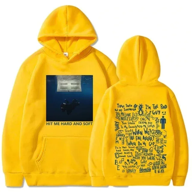 Felpa con cappuccio Hit Me Hard and Soft Tour Billie Pullover da uomo Singer Stampa grafica Felpe in pile autunno inverno per i fan