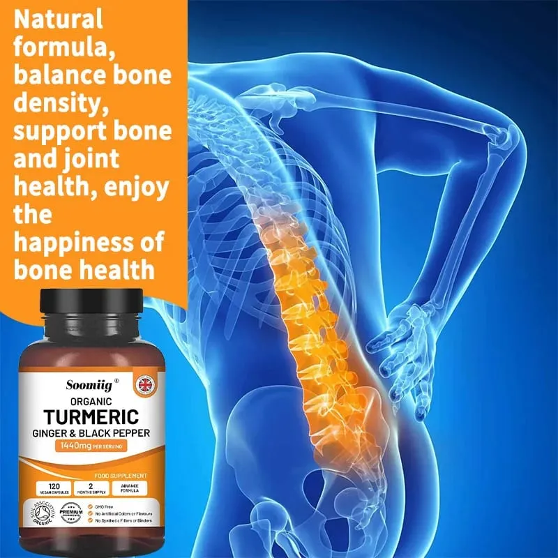 Organic Turmeric Ginger & Black Pepper Capsules Supports Joint Health Cushioning Digestive & Immune & Balances blood sugar — image 4