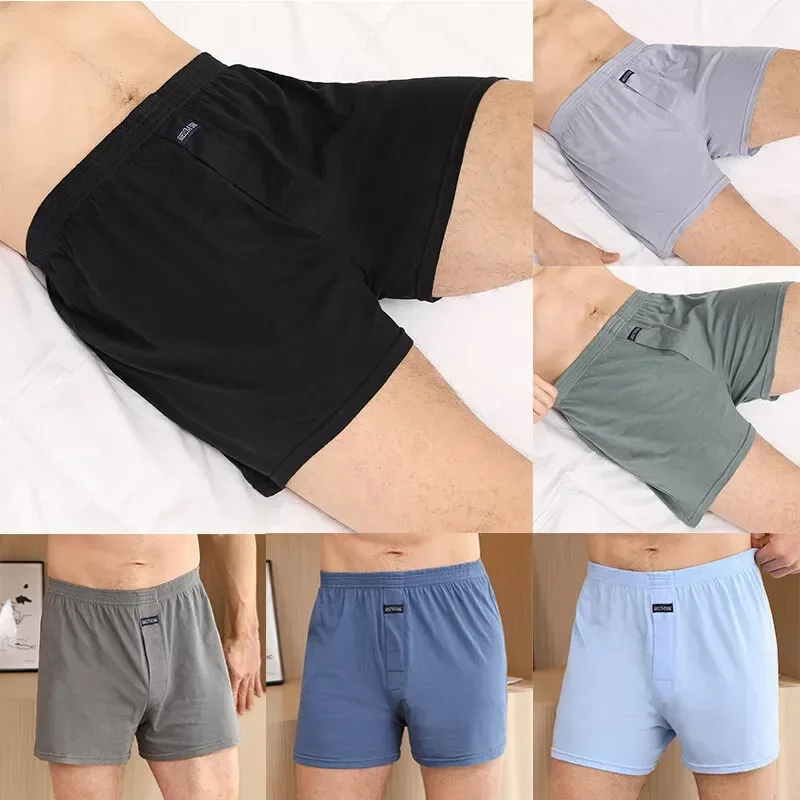 الرجال الملاكم بانتي مجموعة Underpant فضفاض كبير قصير قميص أبيض بحجم ضخم الملابس الداخلية للرجال سراويل بوكسر الصلبة الذكور الأوسط الملاكم