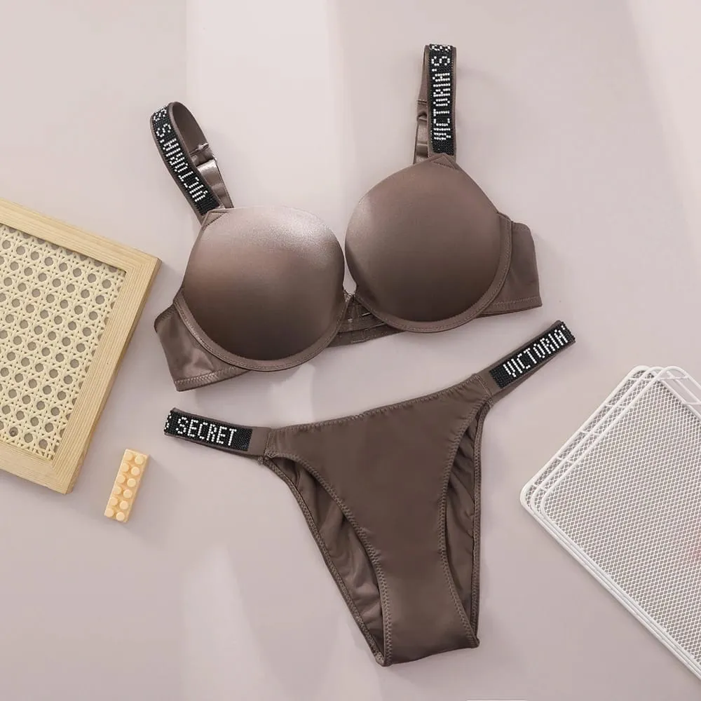 V Women Lace Push Up Bralette Seamless Comfortable Breathable Lingerie Home Wear Set Lingerie Set Underwear Set Bra Panty Set