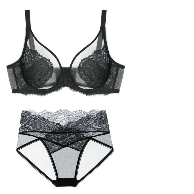 New Design Sexy Underwear Push-up Bra Ultra Thin Soft Underwire Bra Underpants Set Hottie Set Anti-sag Bra Small Boobs — image 5