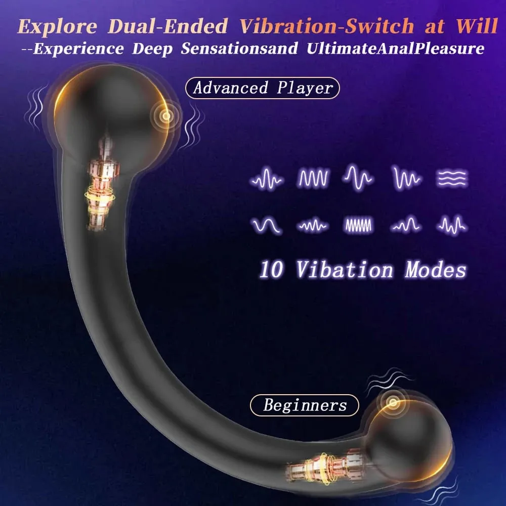 Double Ended Vibrating Prostate Massager 10 Vibrating Modes G Spot Stimulator Vaginal Stimulator Sex Toy for Women Men Couples