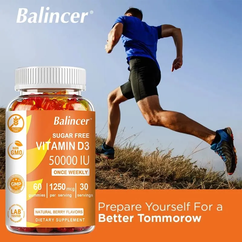 Vitamin D3 hiệu lực cao 50 000 IU - Hỗ trợ miễn dịch Xương Răng Sức khỏe tim và thần kinh Chất chống oxy hóa - Không chứa gluten Không biến đổi gen — image 4