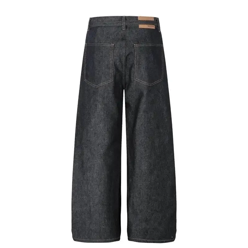 American-style Distressed Washed Jeans Visible Stitching Belt Unisex Loose-fitting Wide-leg Straight-leg Denim Pants 9X3768 — image 5
