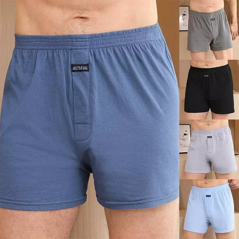 الرجال الملاكم بانتي مجموعة Underpant فضفاض كبير قصير قميص أبيض بحجم ضخم الملابس الداخلية للرجال سراويل بوكسر الصلبة الذكور الأوسط الملاكم