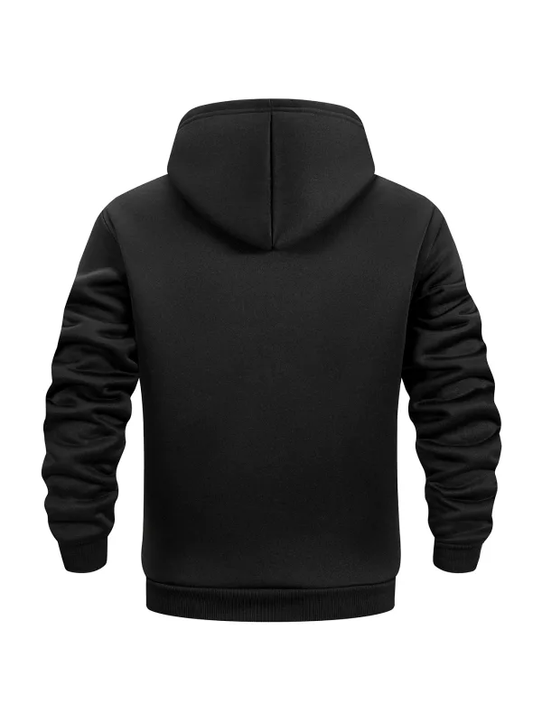 Men's Half Button Hoodie Thicken Winter Hooded Sweatshirts Retro Warm Fleece Knit Sweater Outdoor Running Sports Casual Pullover — image 6