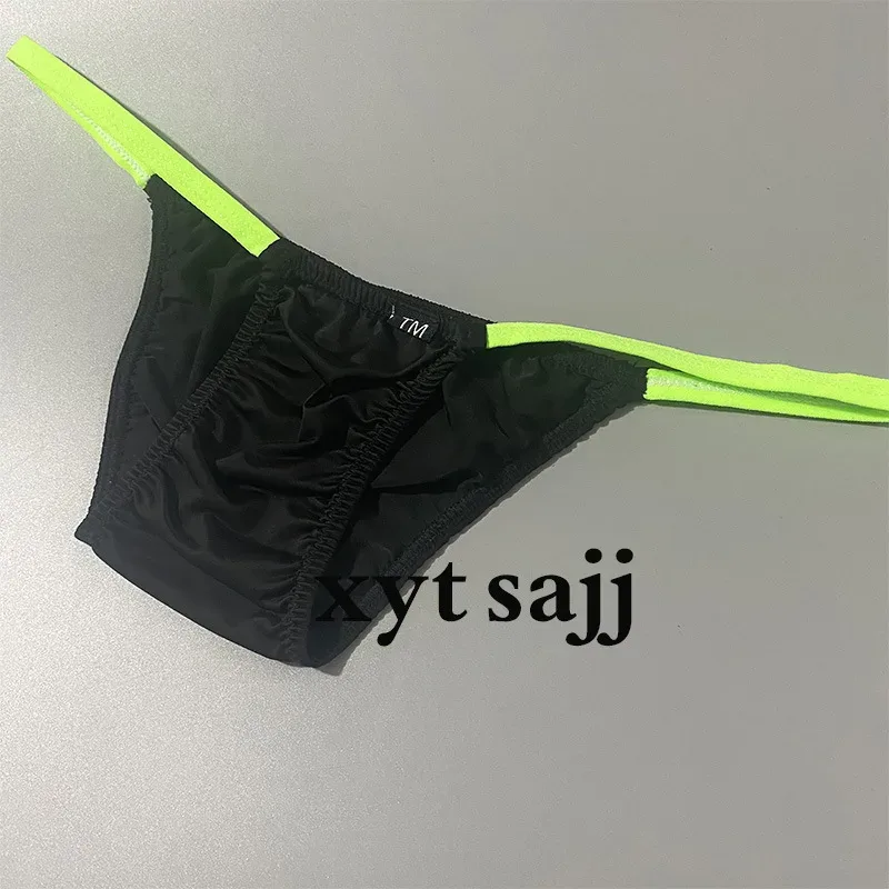 Slim Fit Color Block Thin Strap Triangle Underwear for Men Low Rise Breathable Soft Fabric Daily Male Briefs