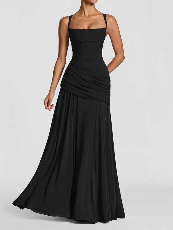 Mozision Off-shoulder Backless Sexy Maxi Dress Women Elegant Strapless Sleeveless Bodycon Ruched Club Party Long Dresses Female