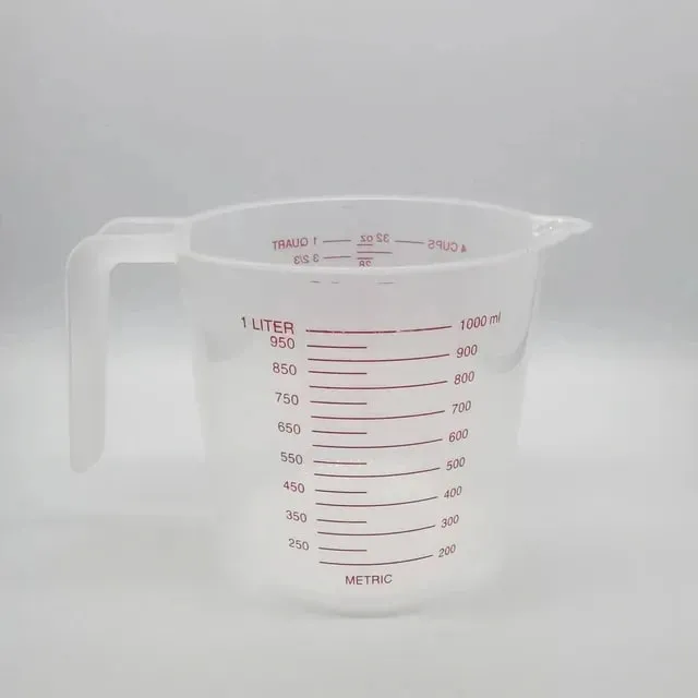 Kitchen Food Grade 0.25L 0.5L 1L Plastic Tip Mouth Pot Pour Spout Clear Measuring Cup Household Baking Scale Cup Kitchen Tool