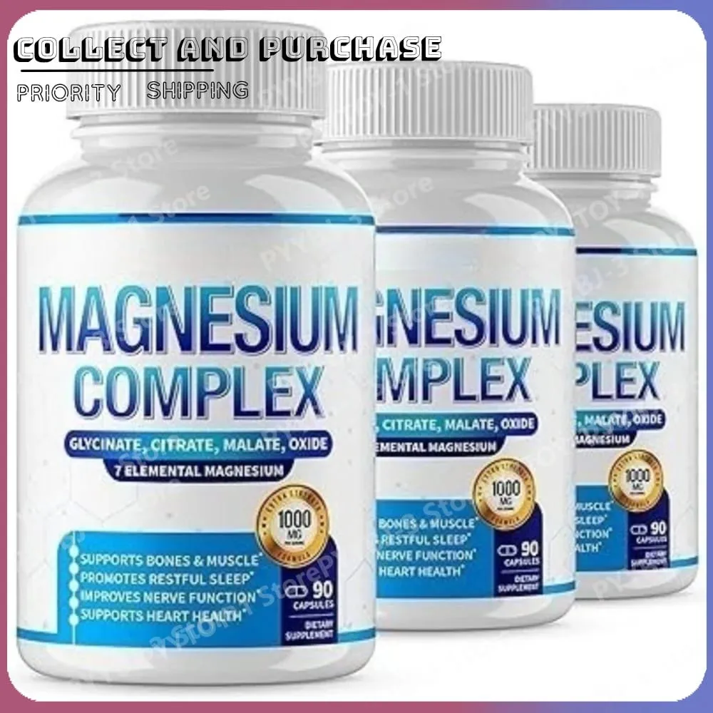90 Pieces Magnesium Complex Capsule Contain 7 Ingredient – Glycinate Citrate and Malate Etc 1000mg Health Nutrition Support — image 2