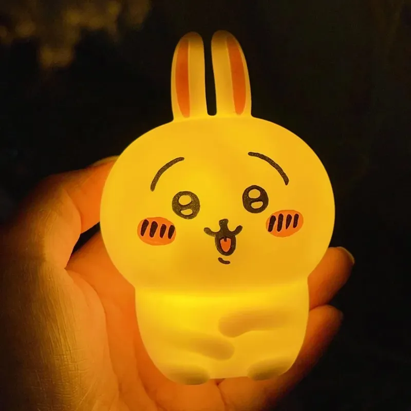 Kawaii Chikawa Bedroom Desktop Decoration Hachiware Usagi Cartoon Vinyl Doll Night Light Luminous Toy Surprise Girl Gifts