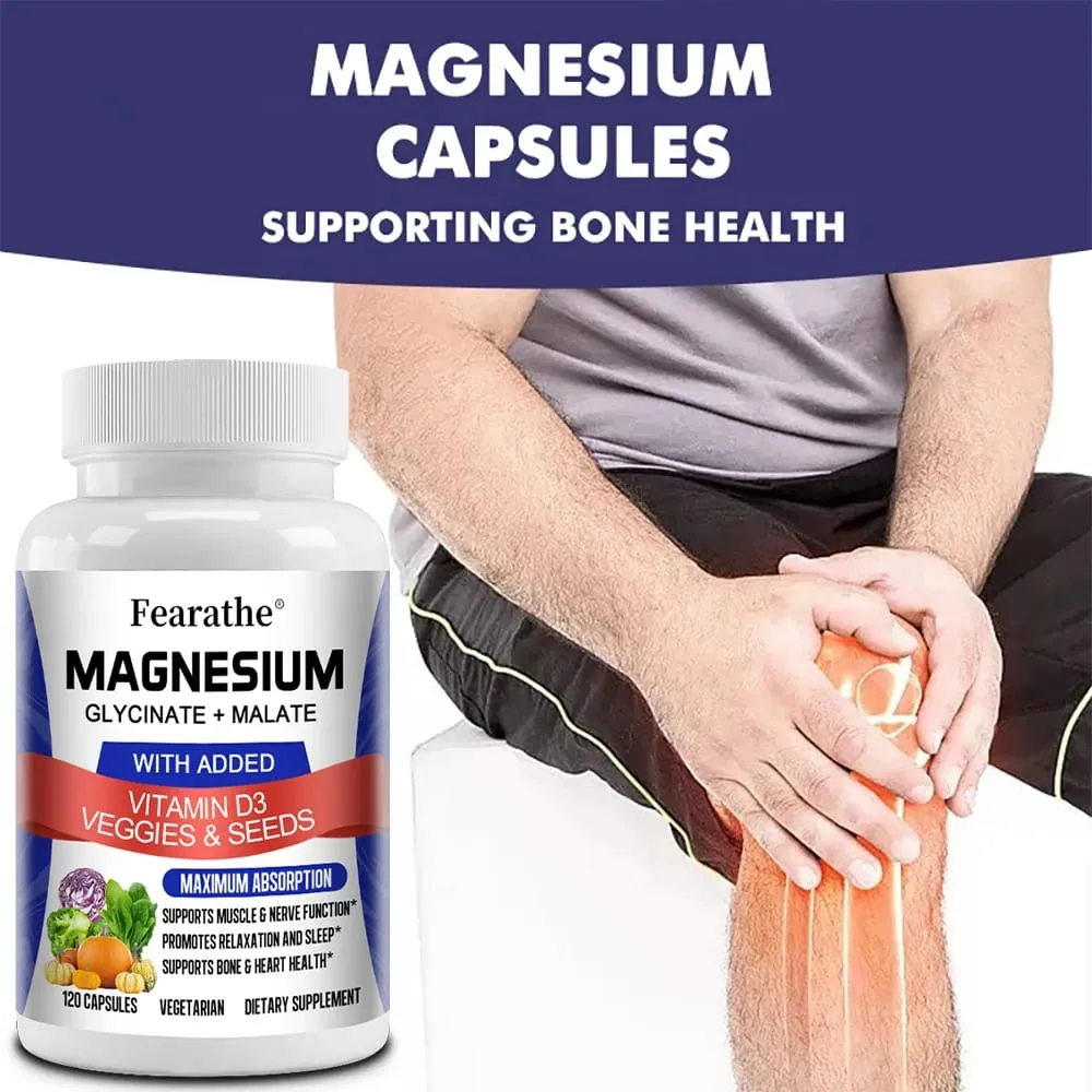 Magnesium Malate + Magnesium Glycinate Help Boost Immunity Promote Joint and Bone Marrow Health and Improve Sleep Quality