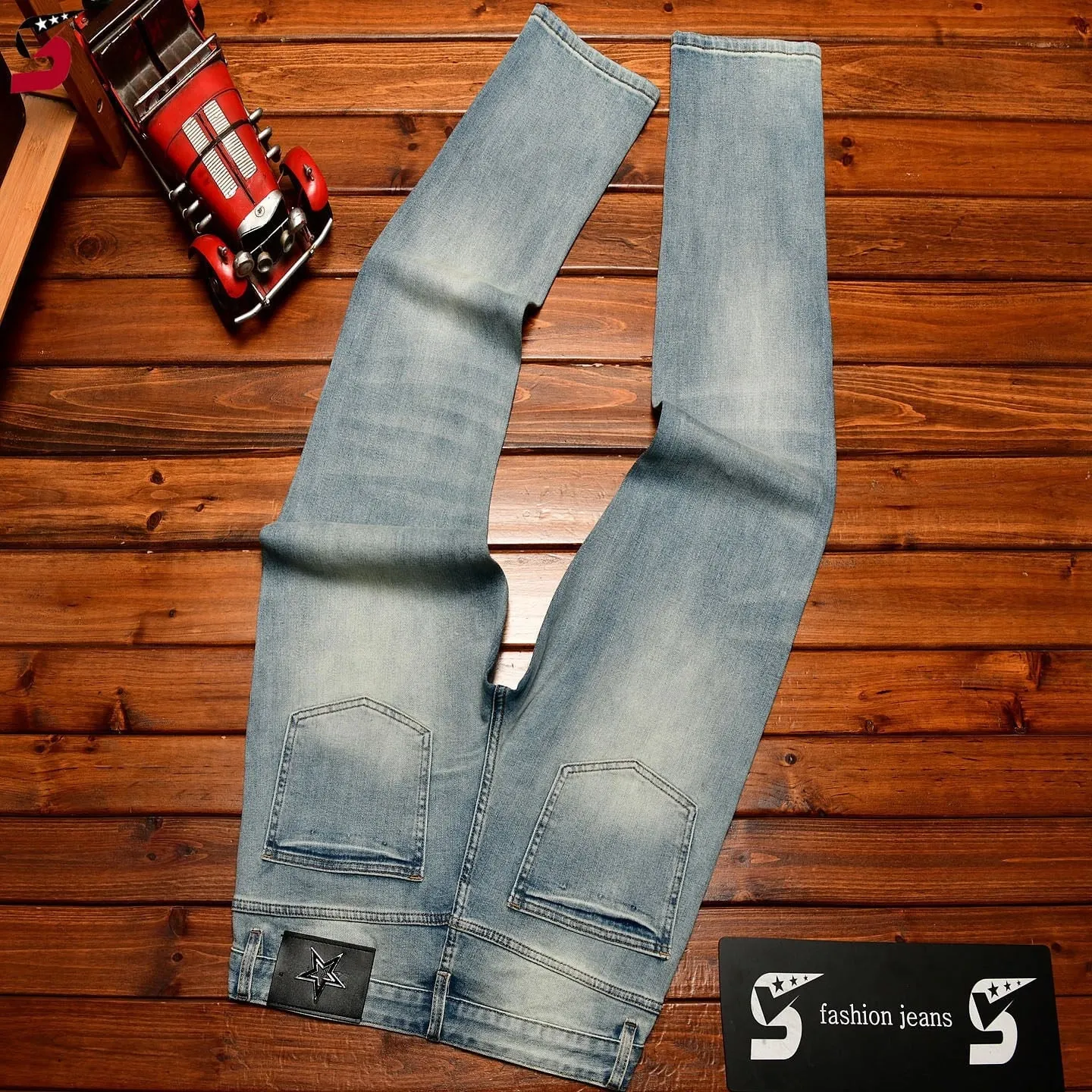 Jeans Men's Summer High-end Cotton Stretch Slim Fit Skinny Pants Washed Casual All-match Fashion Denim Trousers — image 6
