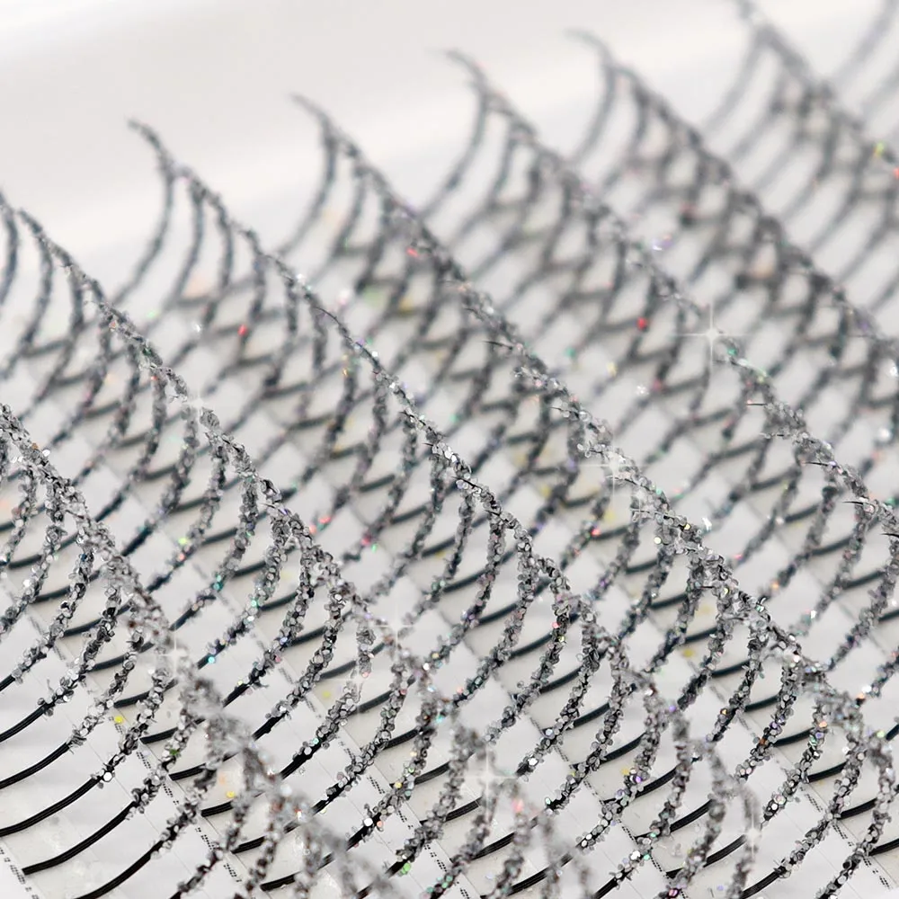 Golden Silver Fashion Glitter Eyelash Extensions Mix Length Individual Eyelash Extension False Eyelashes Glitter Silver — image 5
