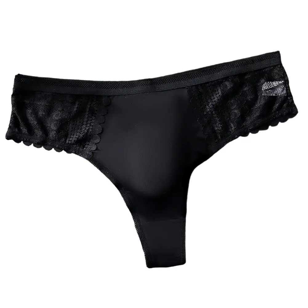 1pc masculino sexy cuecas de renda sem costura gelo seda g-string roupa interior 3d bulge bolsa sólida tanga alta elástica calcinha respirável — image 6
