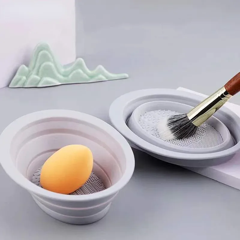 Silicone Makeup Brush Cleaner Bowl Foldable Cleaning Mat Cosmetic Foundation Eyeshadow Powder Brushes Cleaner Tools For Makeup
