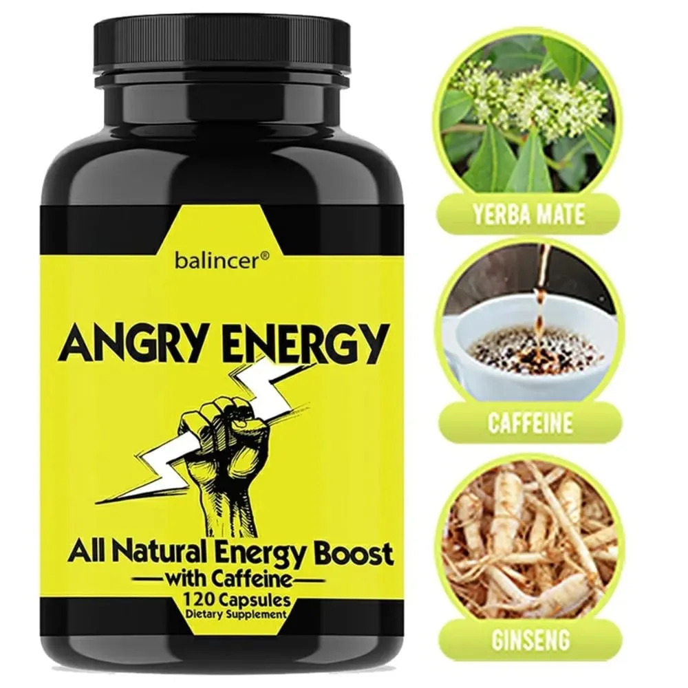 Angry Energy Caffeine Capsules Natural Non-GMO Increase Stamina and Focus Mind & Body Health — image 4