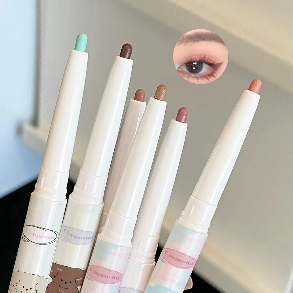 Delineador em gel perolado de uva com pincel, mistura suave e sedosa, chá marrom, rosa, bicho da seda, à prova d'água, maquiagem