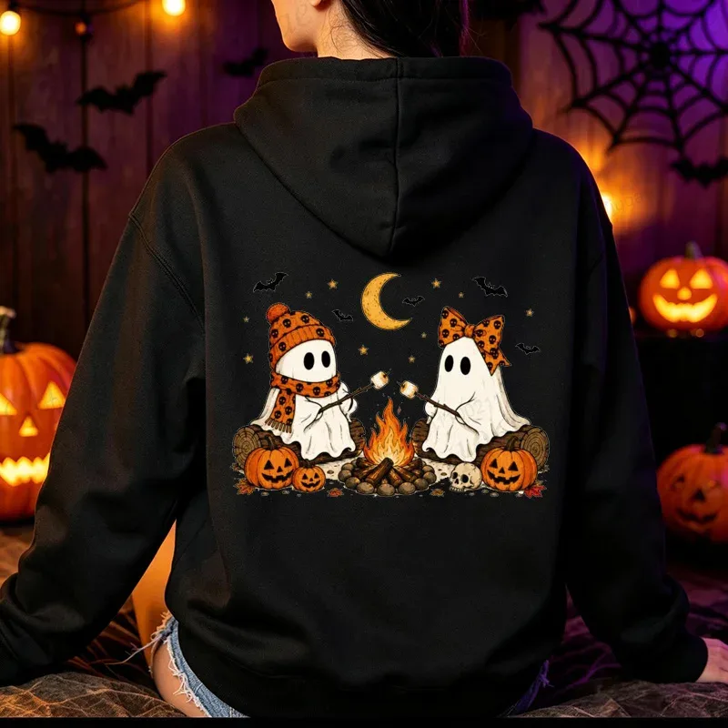 Halloween-Cute-Ghost-Camping-Fall Men's Women Hoodies Vintage Sweatshirts Fall Pumpkin Hooded Hoodies Spooky Season Sportwears — image 11