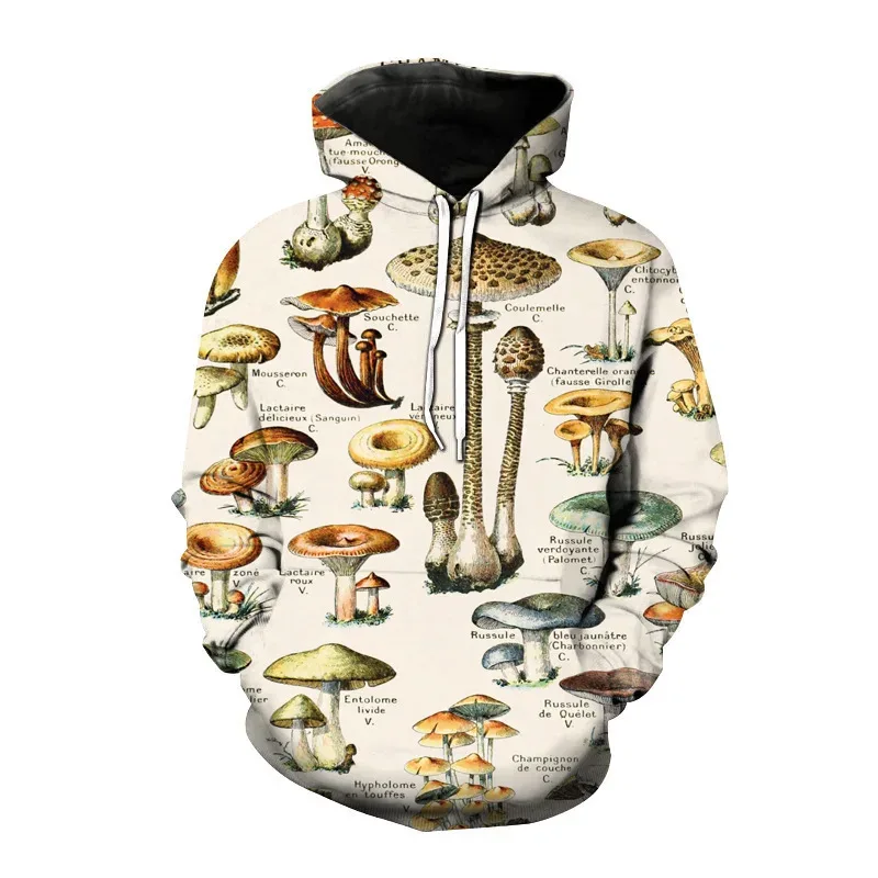 Corak Cendawan Berwarna Fesyen 3D Bercetak Sweatshirt Bertudung Kasual Super Besar Bertudung Sweatshirt Street Harajuku Pullover Lelaki — image 19