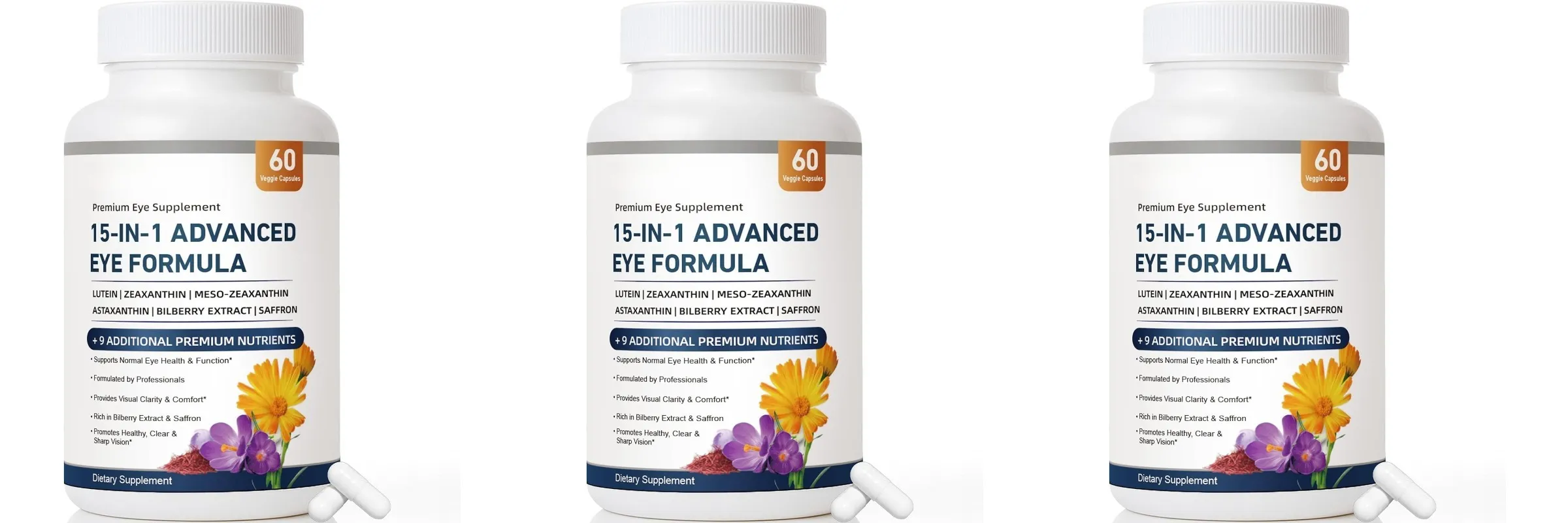15 in 1 Advanced Eye Formula Lutein Zeaxanthin Bilberry Extract Vitamin C & E Supports Eye Health 60 Veggie Capsules for adult — image 9