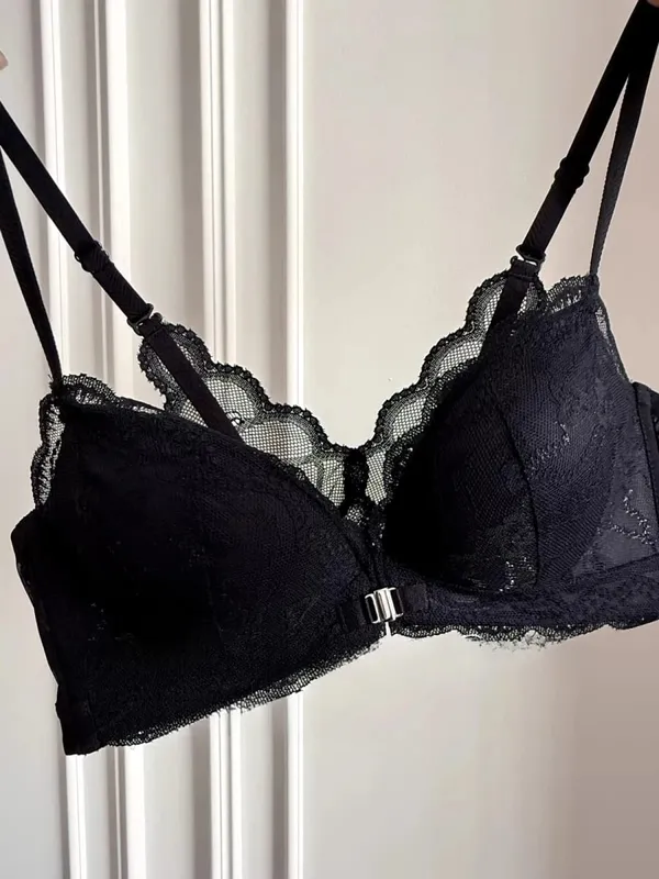 Summer Nouvelle Tendance! Soutien-Gorge Push Up à Fermeture Avant - Bretelles Dentelle Dos Bralette Légère pour Petite Poitrine — image 9