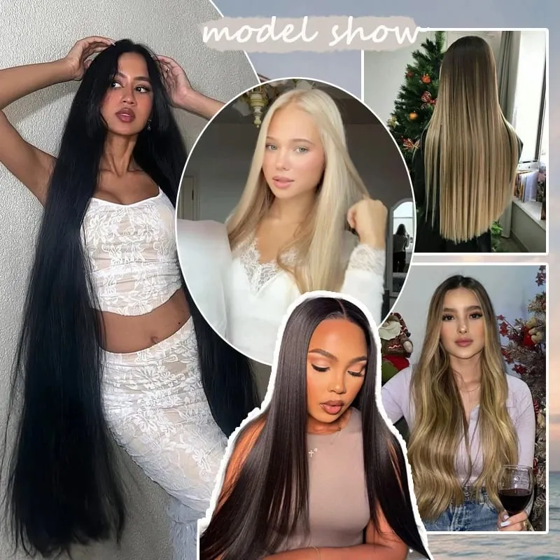 40inch Super Long Hair Extensions Wig Straight 5Clips in Hair Extensions Synthetic Hairpiece Fake Hair for Women Daily Party Use