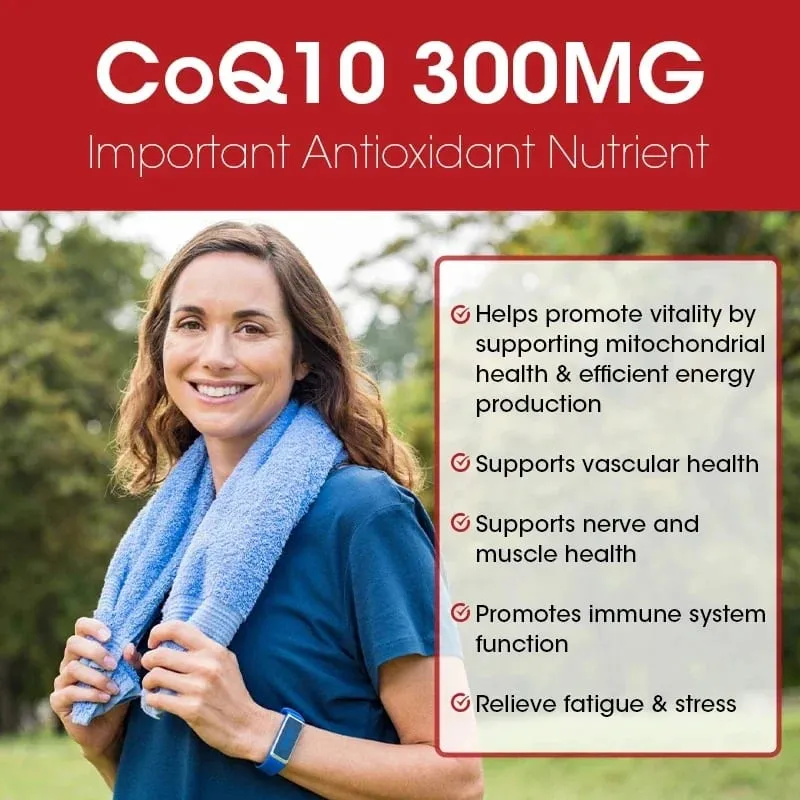 CoQ10 měkké gely - doplněk koenzymu Q10 (ubichinon) Vysoce vstřebatelný antioxidant podporuje zdraví srdce a produkci energie