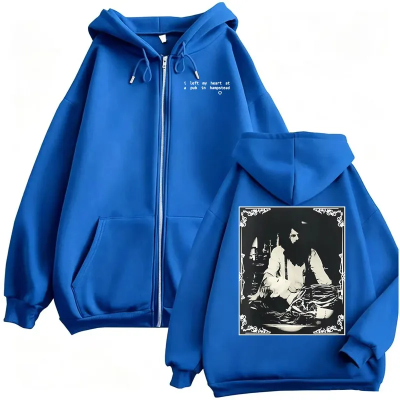 Ariana Grande I Left My Heart At A Pub in Hampstead Sweatshirt Jacket Coats Men Women Harajuku Gothic High Street Zipper Hoodies