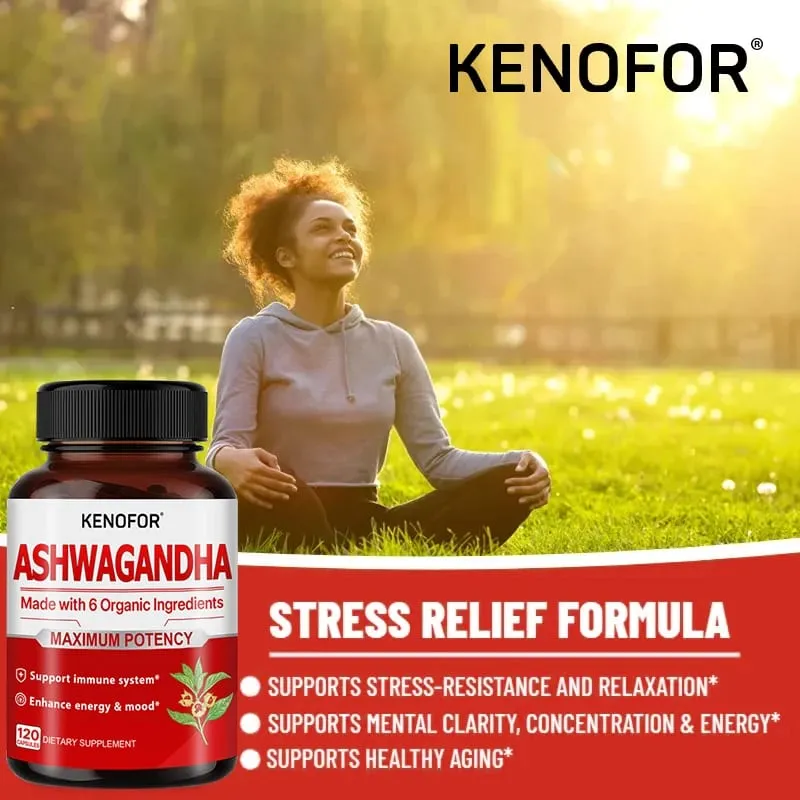 Økologisk Ashwagandha - 120 vegetabilske kapsler Ren økologisk Ashwagandha-pulver og rodekstrakt - Lindrer stress Forbedrer humøret — image 5