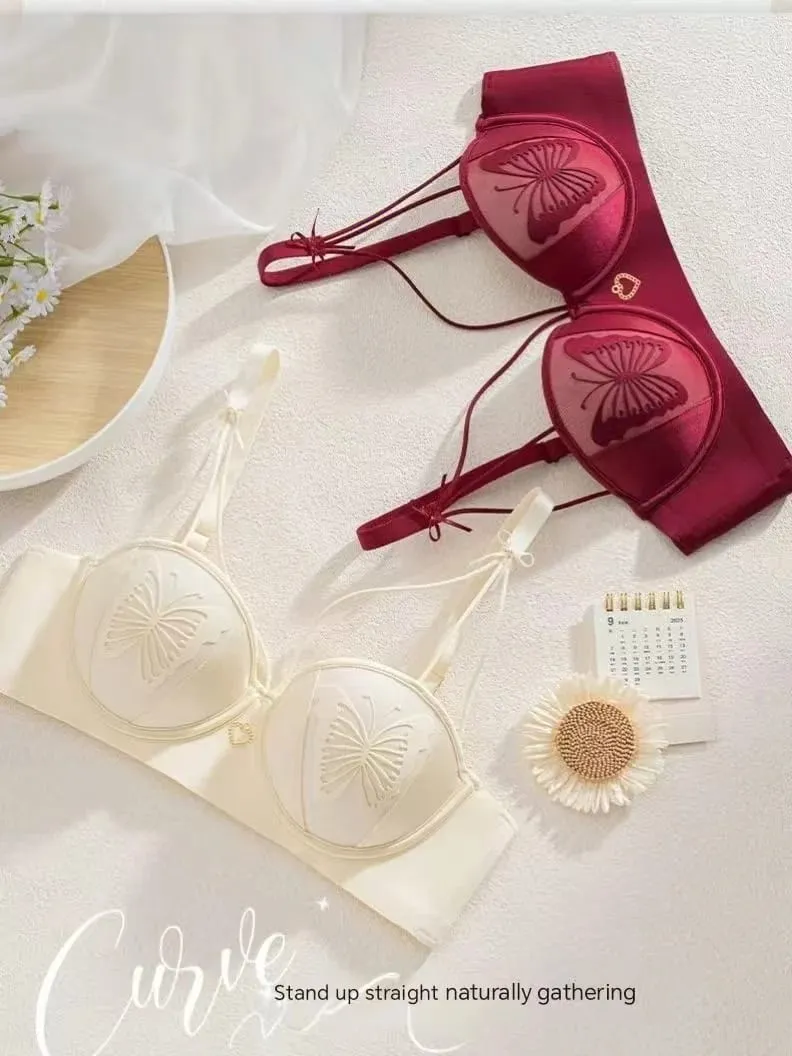 Sexy Push Up Lingerie Small Breast Gathering Anti-sagging Seamless Bra Sexy Beauty Back Butterfly Wire Free Lingerie Bra — image 3