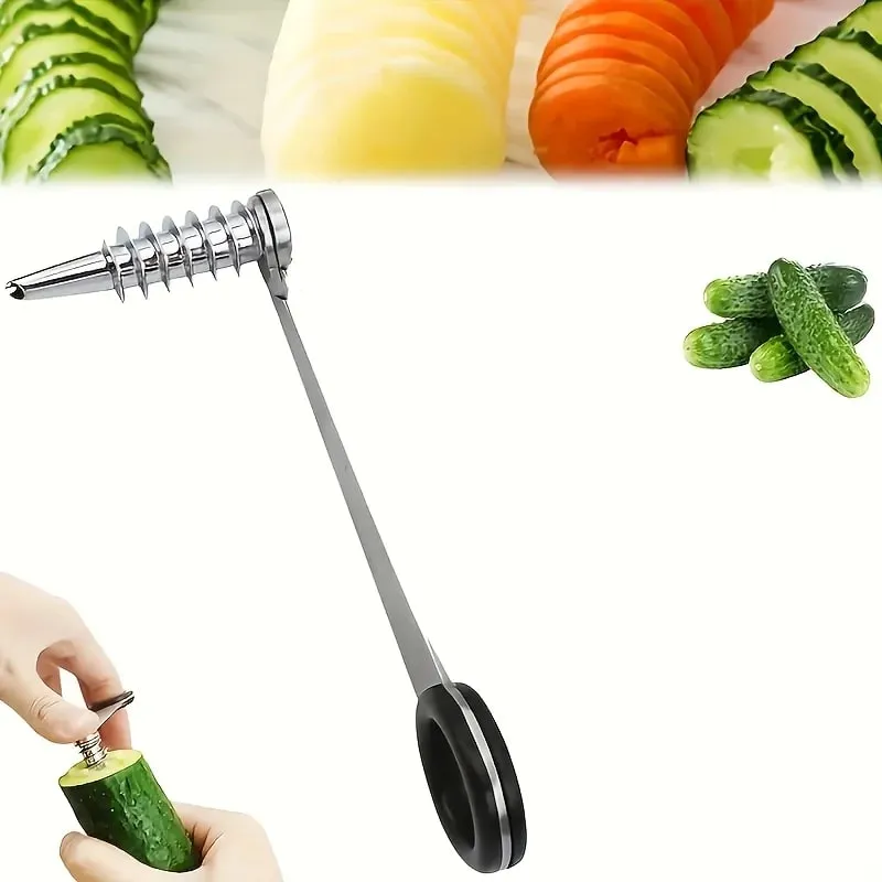 Cortador espiral vegetal manual-cortador portátil de aço inoxidável com design curvo adequado para corte uniforme de batatas — image 6