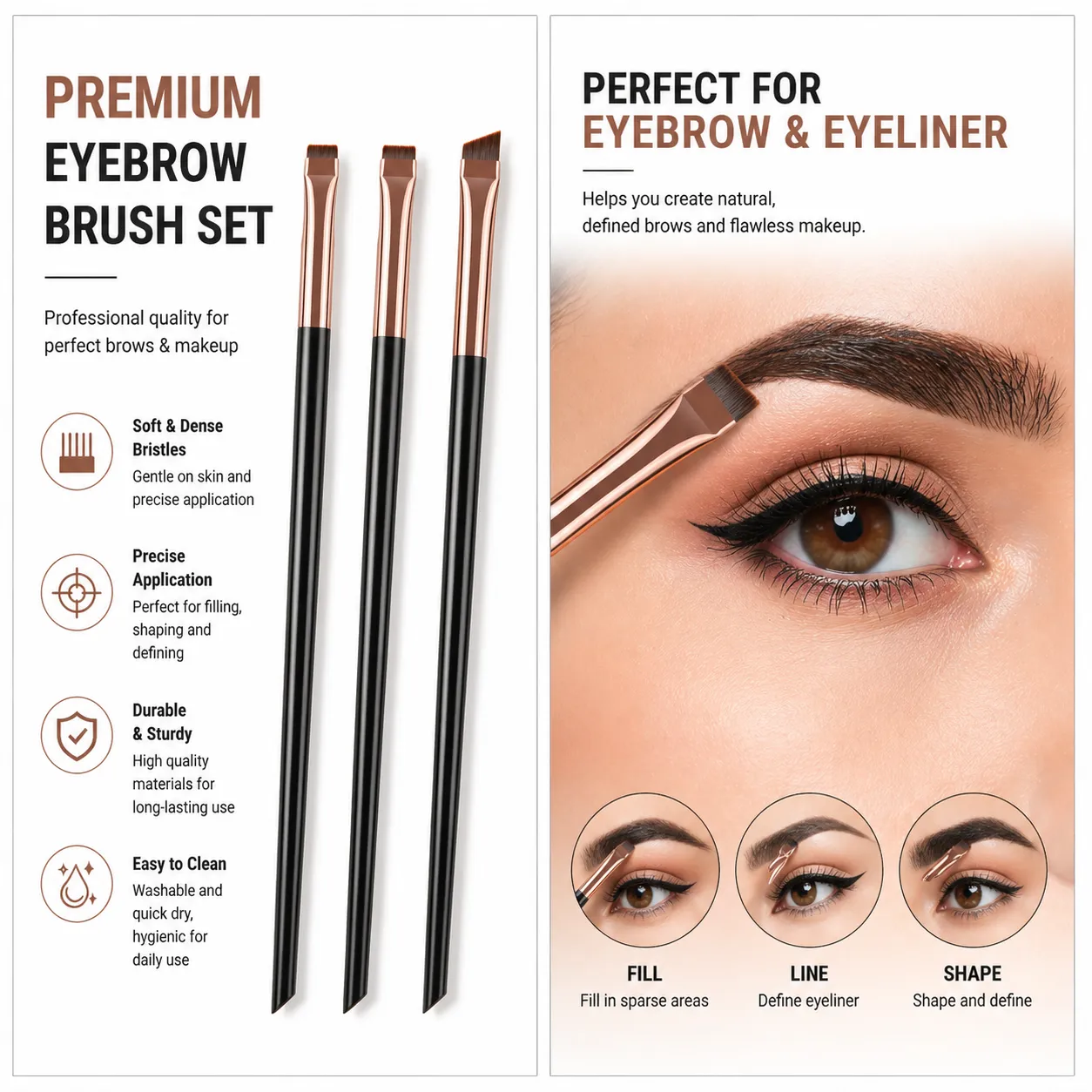 Pincel delineador de ojos, pinceles para tinte de cejas, juego de pinceles para cejas, punta en ángulo fino, tinte inclinado, maquillaje plano ultrafino, ojos Premium — image 2
